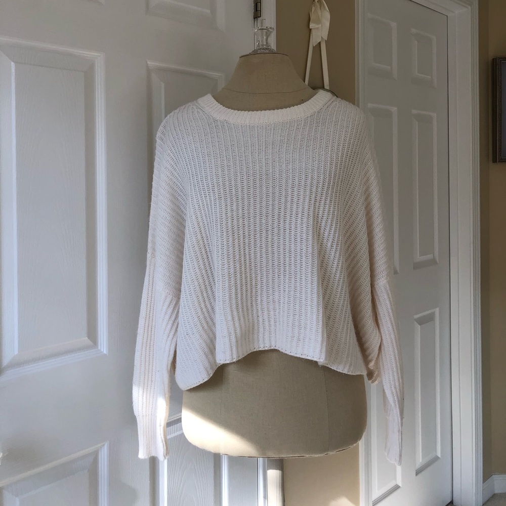 Cropped white sweater